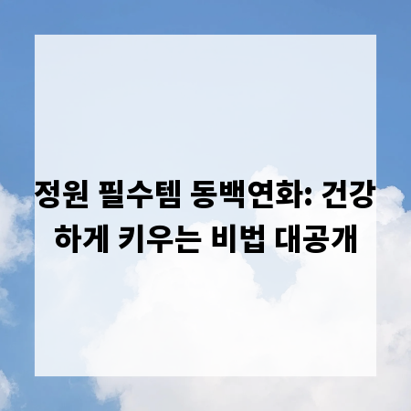 정원 필수템 동백연화: 건강하게 키우는 비법 대공개