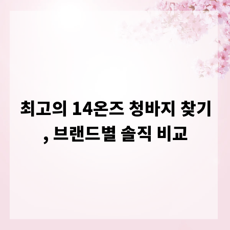 최고의 14온즈 청바지 찾기, 브랜드별 솔직 비교