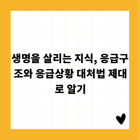 생명을 살리는 지식, 응급구조와 응급상황 대처법 제대로 알기