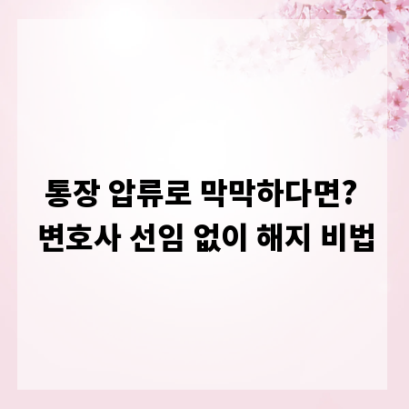 통장 압류로 막막하다면? 변호사 선임 없이 해지 비법