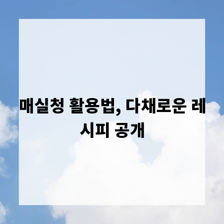 매실청 활용법, 다채로운 레시피 공개