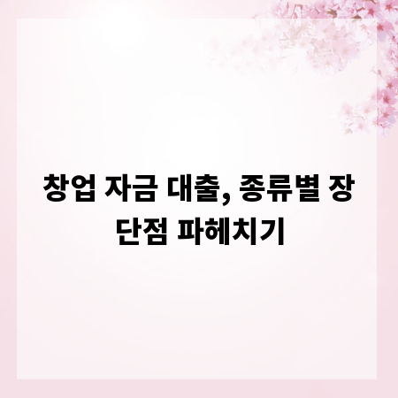 창업 자금 대출, 종류별 장단점 파헤치기