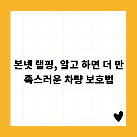 본넷 랩핑, 알고 하면 더 만족스러운 차량 보호법
