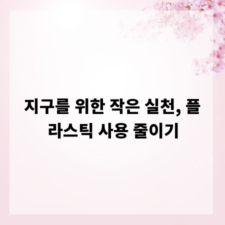 지구를 위한 작은 실천, 플라스틱 사용 줄이기