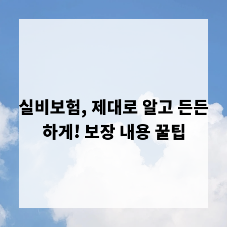실비보험, 제대로 알고 든든하게! 보장 내용 꿀팁