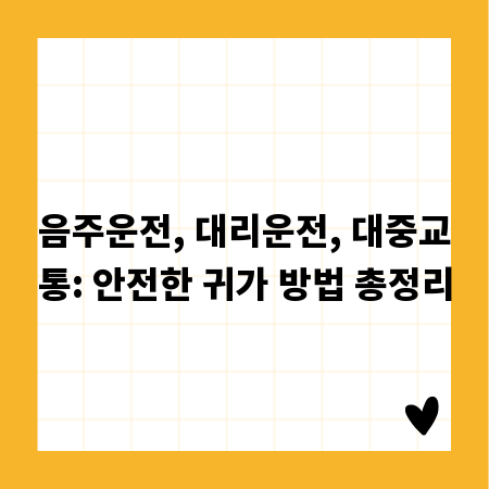 음주운전, 대리운전, 대중교통: 안전한 귀가 방법 총정리