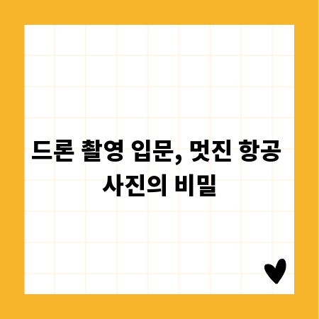 드론 촬영 입문, 멋진 항공 사진의 비밀