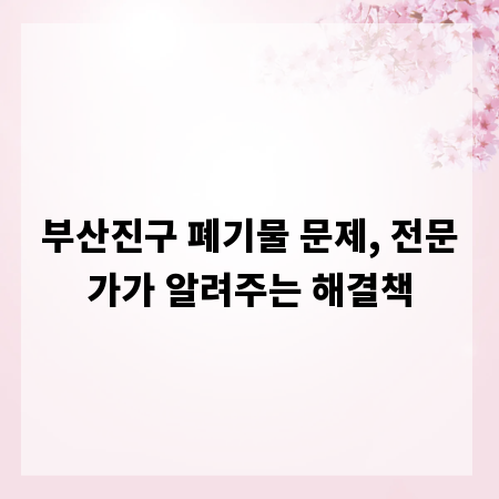 부산진구 폐기물 문제, 전문가가 알려주는 해결책