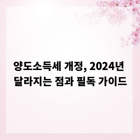 양도소득세 개정, 2024년 달라지는 점과 필독 가이드