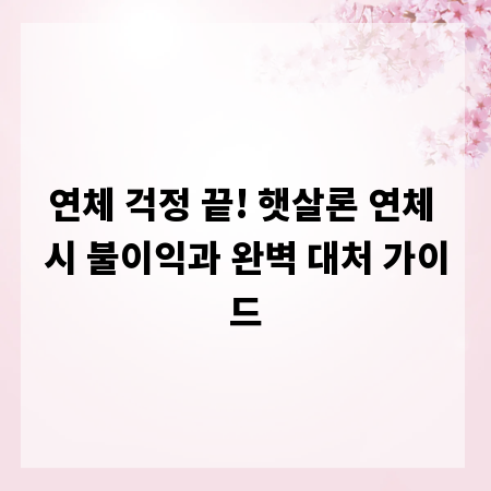 연체 걱정 끝! 햇살론 연체 시 불이익과 완벽 대처 가이드