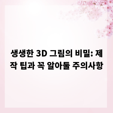 생생한 3D 그림의 비밀: 제작 팁과 꼭 알아둘 주의사항