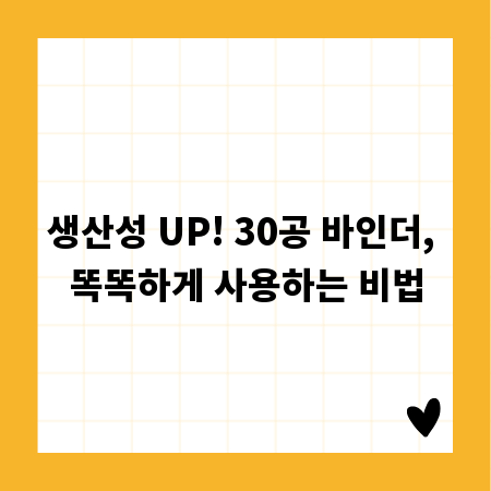 생산성 UP! 30공 바인더, 똑똑하게 사용하는 비법