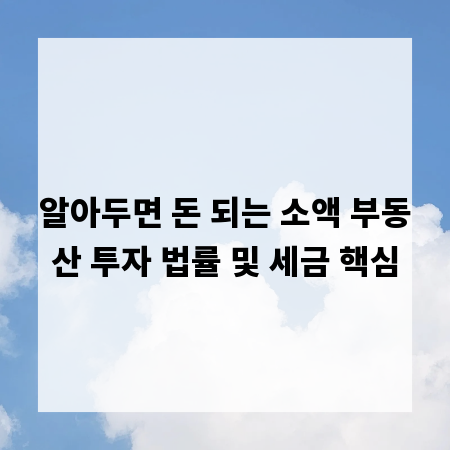 알아두면 돈 되는 소액 부동산 투자 법률 및 세금 핵심