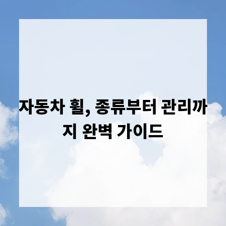 자동차 휠, 종류부터 관리까지 완벽 가이드