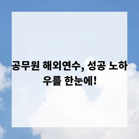 공무원 해외연수, 성공 노하우를 한눈에!