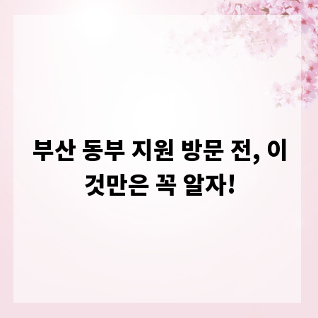부산 동부 지원 방문 전, 이것만은 꼭 알자!