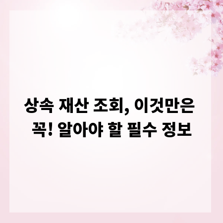 상속 재산 조회, 이것만은 꼭! 알아야 할 필수 정보