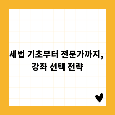 세법 기초부터 전문가까지, 강좌 선택 전략