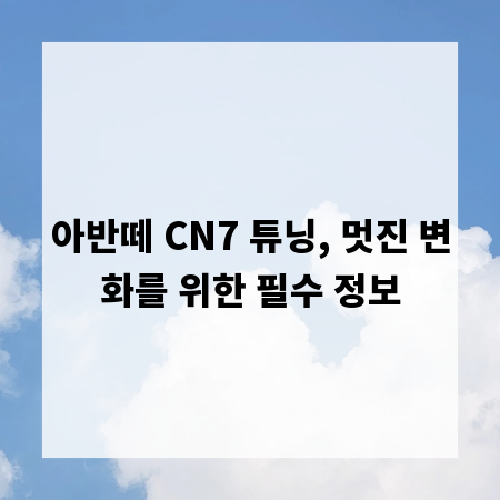 아반떼 CN7 튜닝, 멋진 변화를 위한 필수 정보