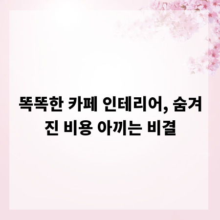 똑똑한 카페 인테리어, 숨겨진 비용 아끼는 비결