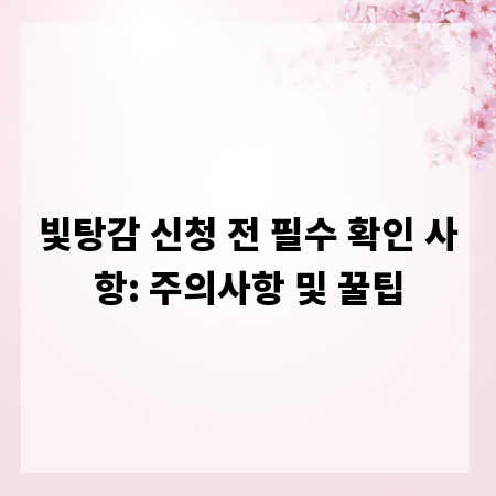 빛탕감 신청 전 필수 확인 사항: 주의사항 및 꿀팁