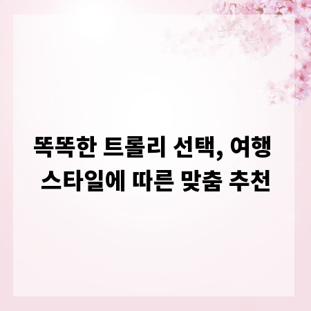 똑똑한 트롤리 선택, 여행 스타일에 따른 맞춤 추천