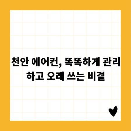 천안 에어컨, 똑똑하게 관리하고 오래 쓰는 비결
