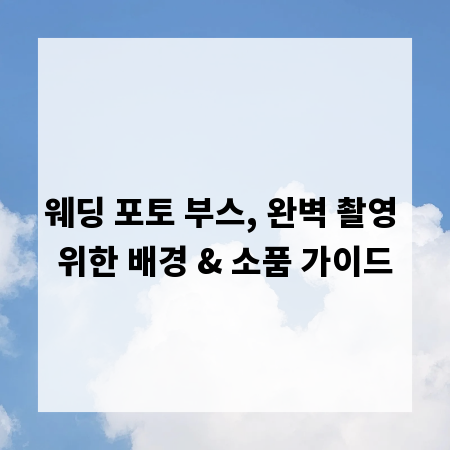 웨딩 포토 부스, 완벽 촬영 위한 배경 & 소품 가이드