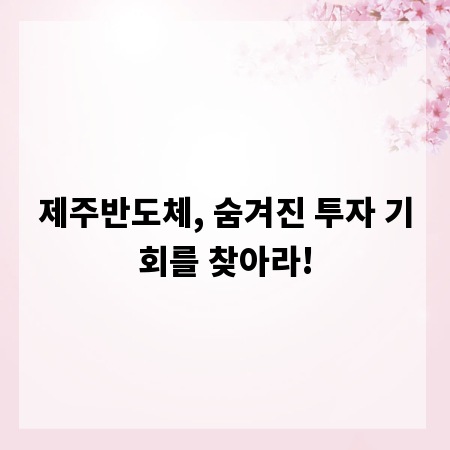 제주반도체, 숨겨진 투자 기회를 찾아라!