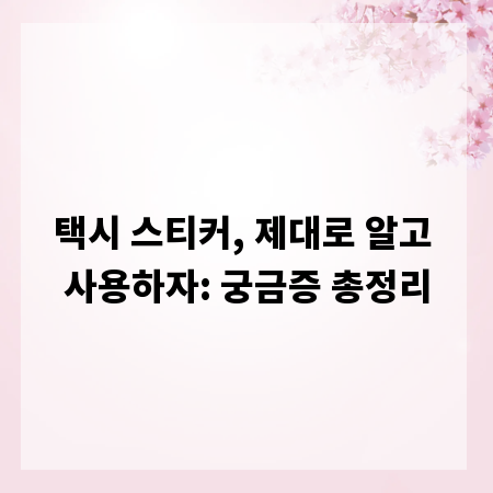 택시 스티커, 제대로 알고 사용하자: 궁금증 총정리