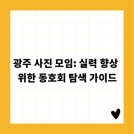 광주 사진 모임: 실력 향상 위한 동호회 탐색 가이드