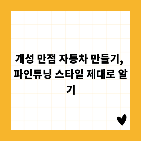 개성 만점 자동차 만들기, 파인튜닝 스타일 제대로 알기