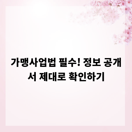 가맹사업법 필수! 정보 공개서 제대로 확인하기