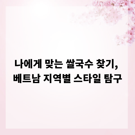 나에게 맞는 쌀국수 찾기, 베트남 지역별 스타일 탐구