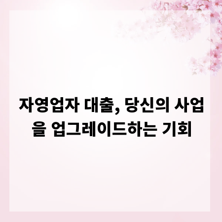 자영업자 대출, 당신의 사업을 업그레이드하는 기회
