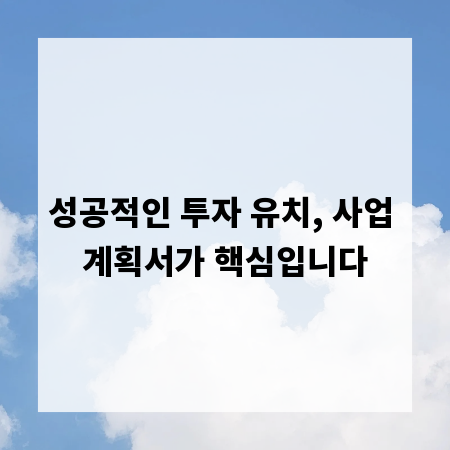 성공적인 투자 유치, 사업 계획서가 핵심입니다