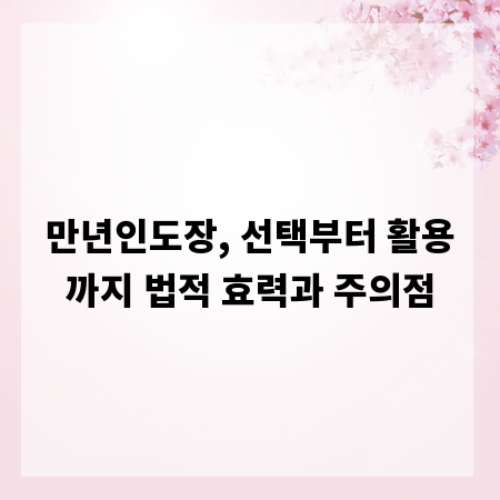 만년인도장, 선택부터 활용까지 법적 효력과 주의점