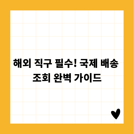 해외 직구 필수! 국제 배송 조회 완벽 가이드
