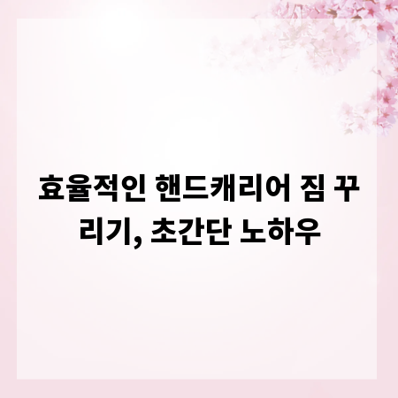 효율적인 핸드캐리어 짐 꾸리기, 초간단 노하우