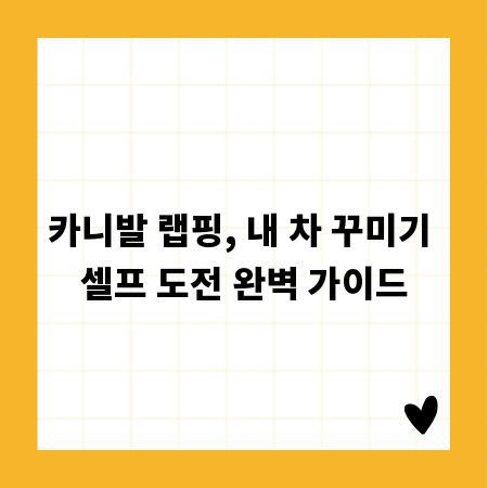 카니발 랩핑, 내 차 꾸미기 셀프 도전 완벽 가이드