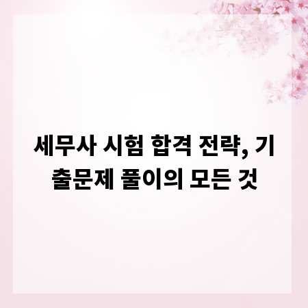 세무사 시험 합격 전략, 기출문제 풀이의 모든 것