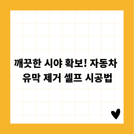깨끗한 시야 확보! 자동차 유막 제거 셀프 시공법