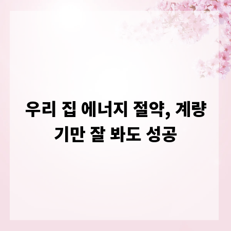 우리 집 에너지 절약, 계량기만 잘 봐도 성공
