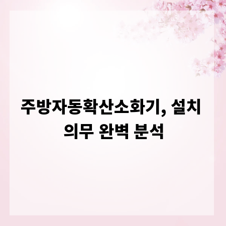 주방자동확산소화기, 설치 의무 완벽 분석