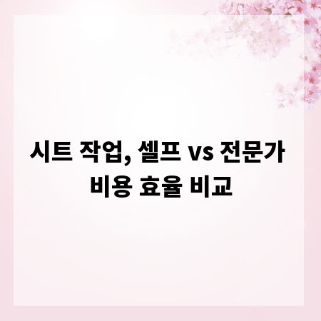시트 작업, 셀프 vs 전문가 비용 효율 비교
