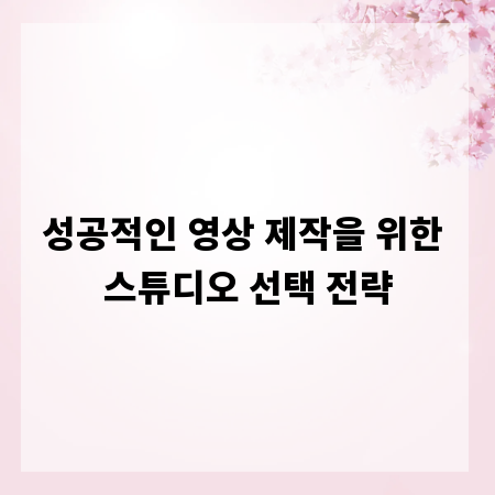 성공적인 영상 제작을 위한 스튜디오 선택 전략