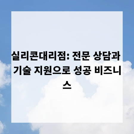 실리콘대리점: 전문 상담과 기술 지원으로 성공 비즈니스