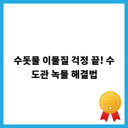 수돗물 이물질 걱정 끝! 수도관 녹물 해결법