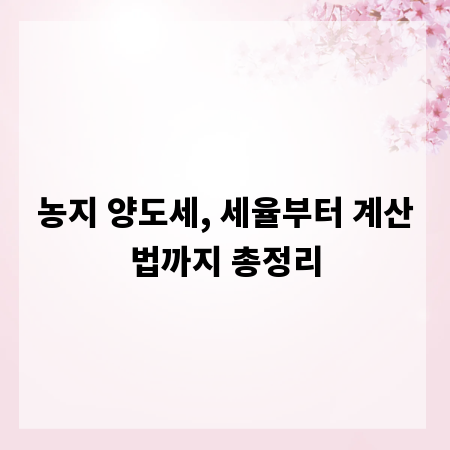농지 양도세, 세율부터 계산법까지 총정리