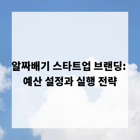 알짜배기 스타트업 브랜딩: 예산 설정과 실행 전략